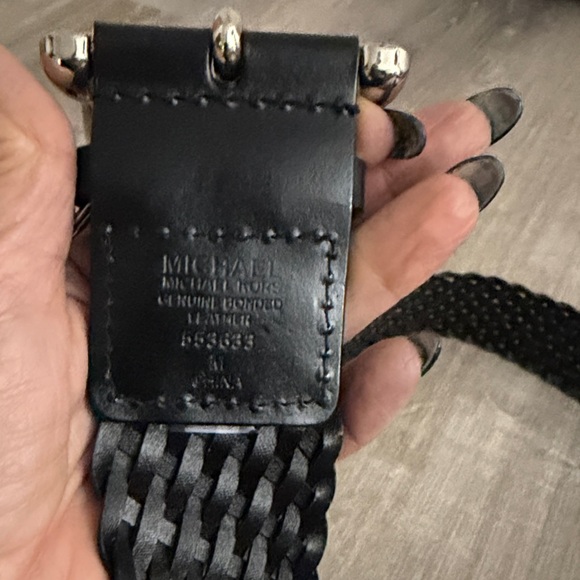 MICHAEL Michael Kors Black Woven Belt with Silver Buckle - Picture 4 of 4
